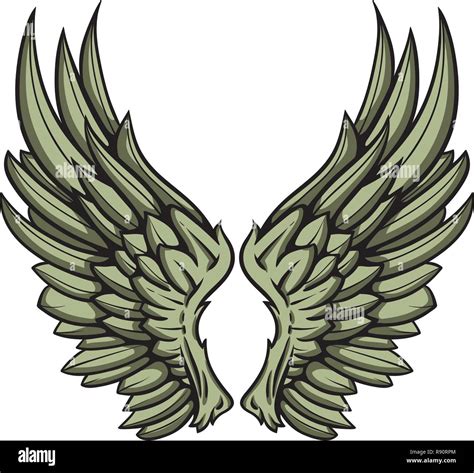 Detailed Hand Drawn Pair Of Wings Vector Illustration Stock Vector