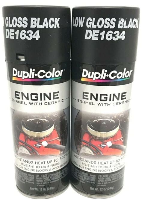 Duplicolor De1634 2 Pack Engine Enamel With Ceramic Low Gloss Black