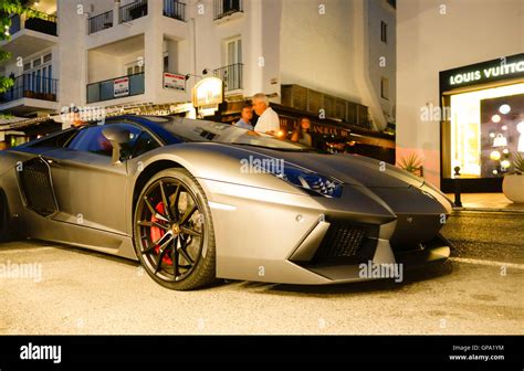 Lamborghini Aventador Louis Vuitton Puerto Banus At Night With