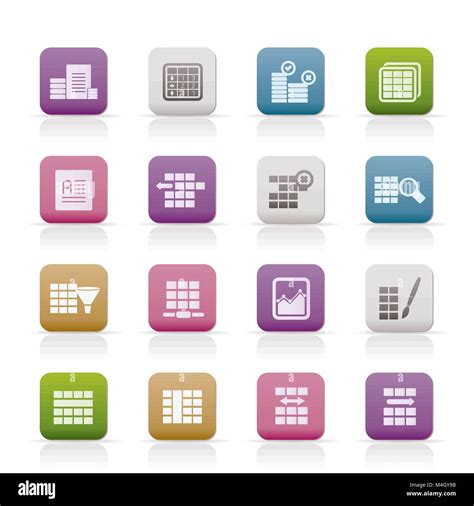 Database And Table Formatting Icons Vector Icon Set Stock Vector
