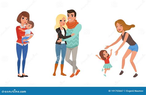 Different Families Set People Of Different Ages And Nationalities
