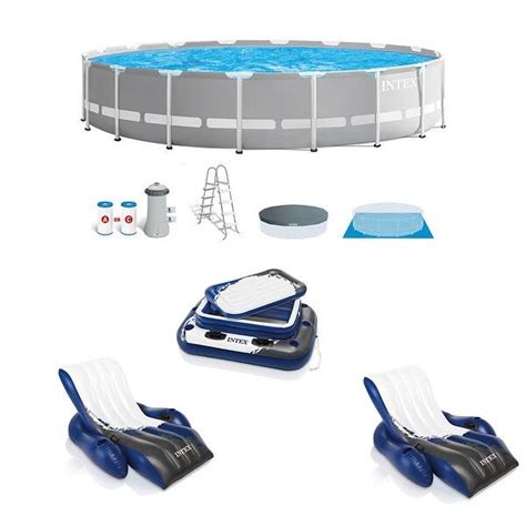 Intex 18ft X 42in Prism Above Ground Pool Inflatable Loungers 2 Pack