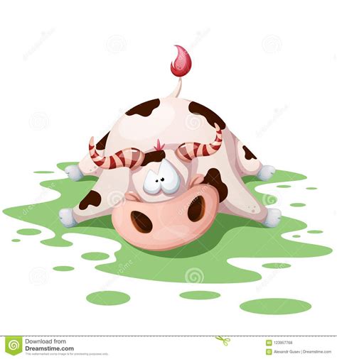 Funny Cute Crazy Cartoon Cow Characters Stock Vector Illustration