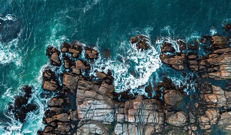 Rocks Aerial View Sea Coast Hd Wallpaper Pxfuel