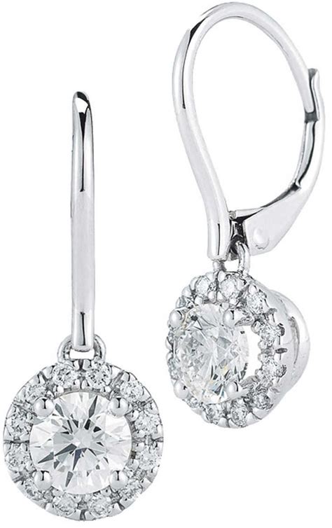 Round Brilliant 120 Ctw Vs2 Clarity I Color Diamond 14kt White Gold Drop Earrings White Gold