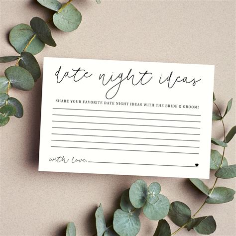 Wedding Date Night Idea Cards Printable Wedding Mementos Wedding Advice Cards Same Sex Newlyweds