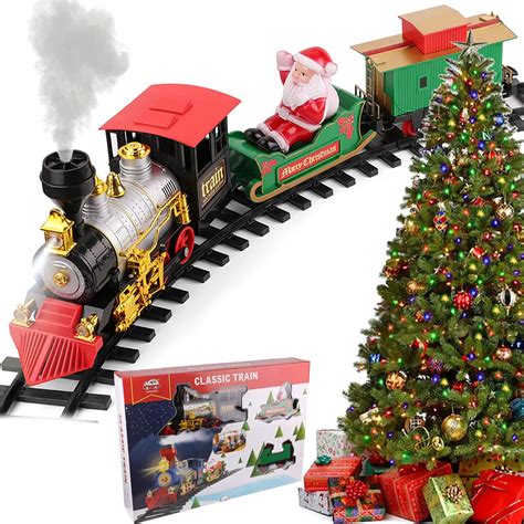 Christmas Train Set For Under Around The Tree With Smoke Lights And Sounds Battery Operated