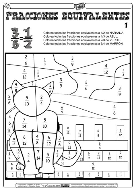 Fracciones Para Colorear Quinto Grado - páginas para colorear