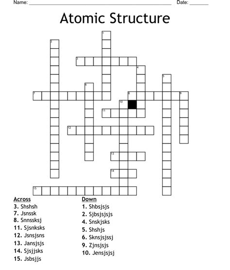 Atomic Structure Crossword Wordmint