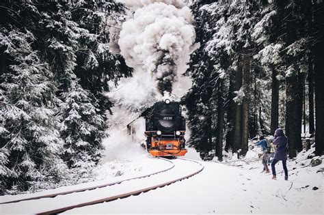 Nature Train Railway Snow Vehicle Winter Wallpapers Hd Desktop