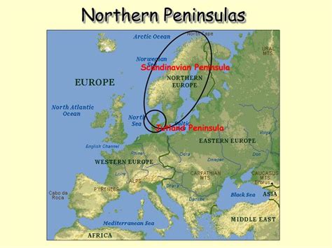 Physical Map Of Europe Peninsulas Us States Map
