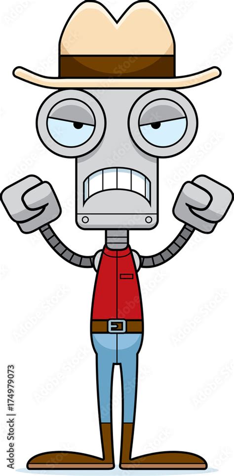 Cartoon Angry Cowboy Robot Stock Vector Adobe Stock