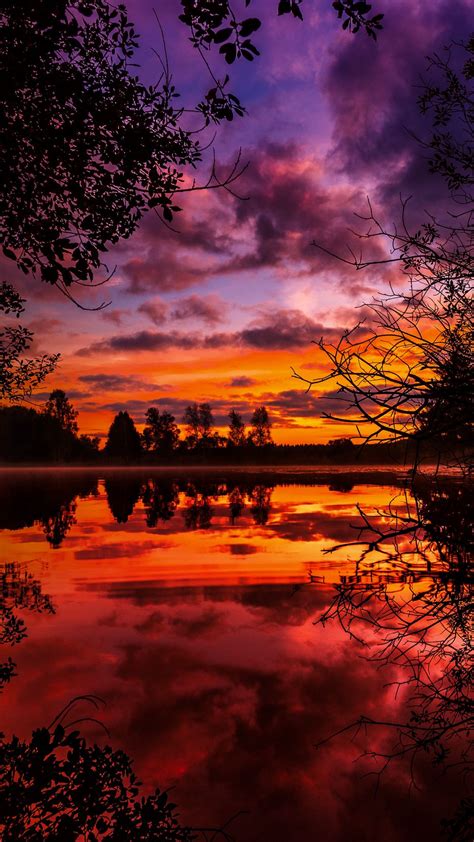 Free Download Download Wallpaper 938x1668 Sunset Autumn River Trees