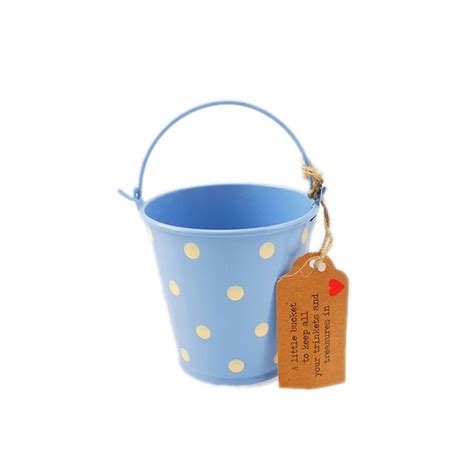 Small Polka Dot Desk Tidy Bucket Blue