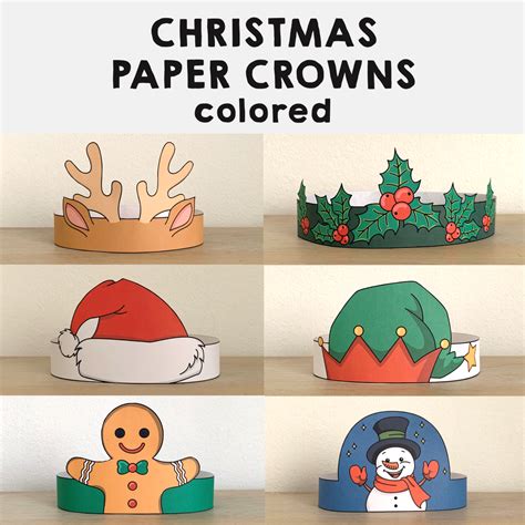 Winter Christmas Hats Crowns Printable Paper Costume Craft Activity