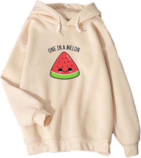 Keevici Women Hoodies Cute Watermelon Letter Graphic Casual Pullover