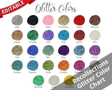 Recollections Glitter Color Chartetsy Seller Glitter Color Etsy
