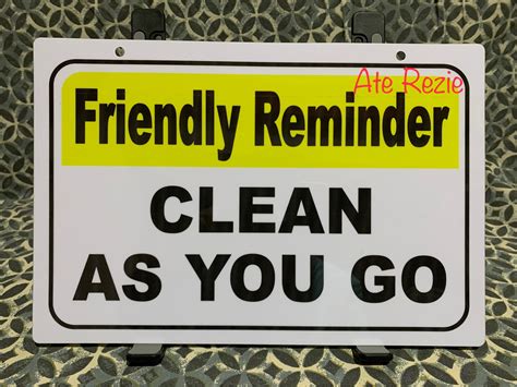 Friendly Reminder Clean As You Go Pvc Wall Signage 78x11 Inches