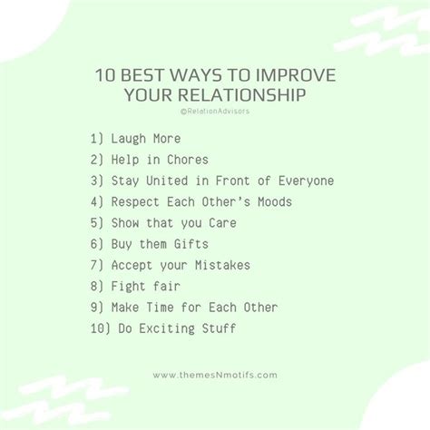 10 ways to improve your relationship