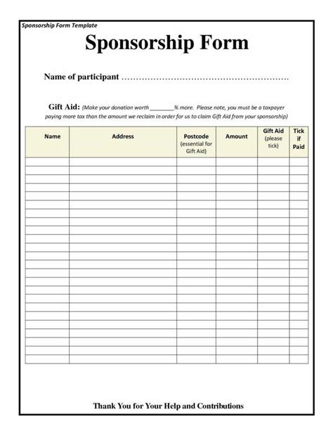 Sponsor Form Template