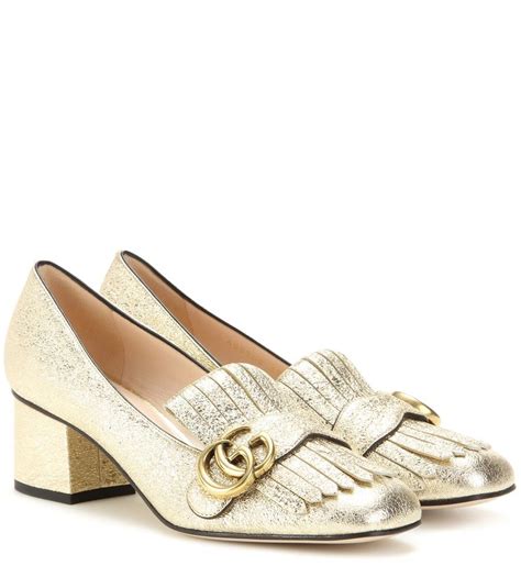 Gucci Metallic Leather Loafer Pumps We Love The Fringed Update To