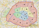 Mapa com os Bairros de Paris, França - Para Viagem
