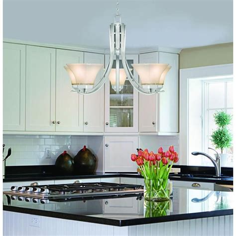 Hampton Bay Nove 5 Light Brushed Nickel Chandelier With White Glass