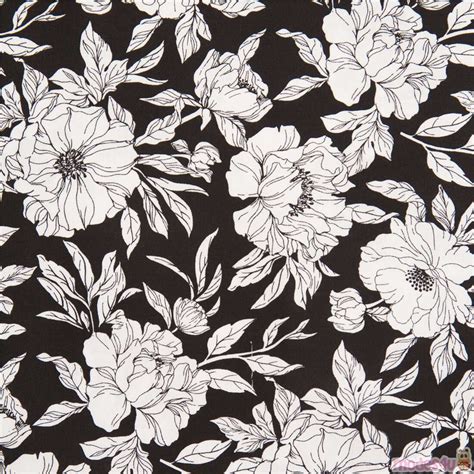 Black And White Floral Peonies Cotton Fabric By Timeless Treasures USA