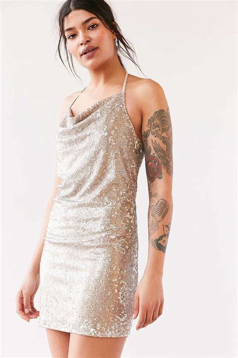 Wyldr London Superstitious Cowl Neck Sequin Dress Urban Outfitters