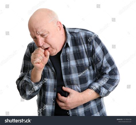 Senior Man Suffering Cough On White Stock Photo 1317854738 Shutterstock