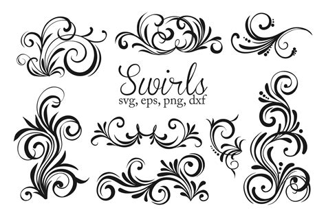 Flourishes Svg Swirls Svg Black And White Colors 918693