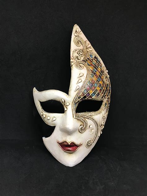 Half Face Venetian Mask Mask With Harlequin Patterno Etsy Uk