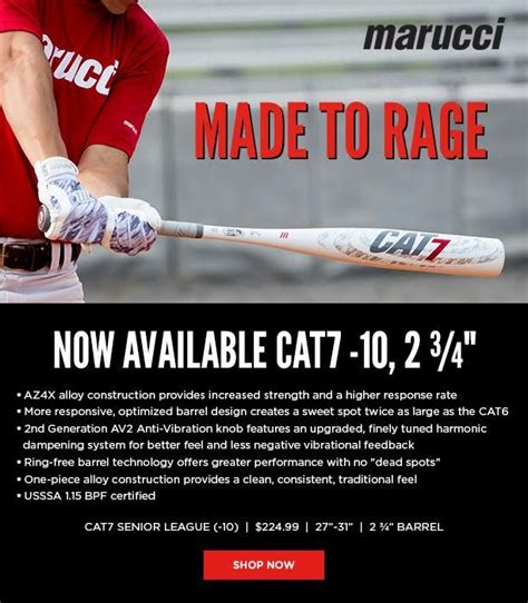 Msbc7210s this drop 10 cat 7 silver will be excellent for a budding baseball star. Marucci CAT 7 -10 Senior League Baseball Bat: (MSBC7X10 ...