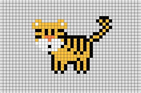 Tiger Pixel Art Pixel Art Pixel Art Pattern Cross Stitch Animals