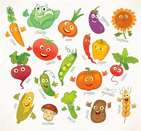 Vegetables Cartoon Characters Vegetables Funny Cartoon Character