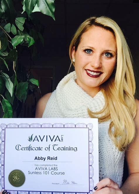 abby reid another happy graduate of aviva labs with her sunless 101 spray tan certification