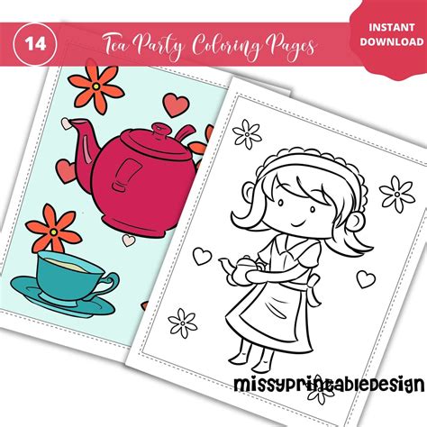 Tea Party Coloring Pages Printable Tea Party Coloring Book Tea Party