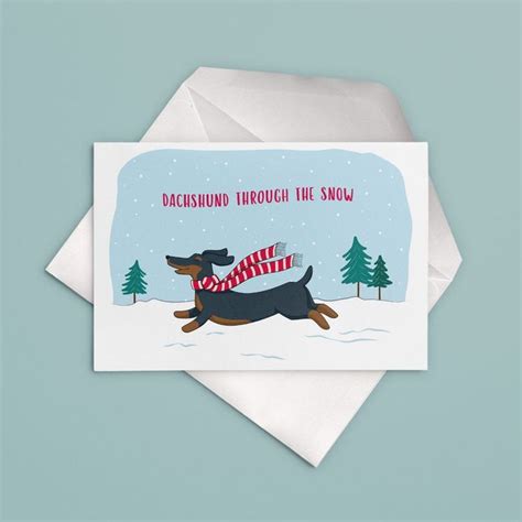 Dachshund Through The Snow Christmas Card Cute Holiday Card Etsy Uk