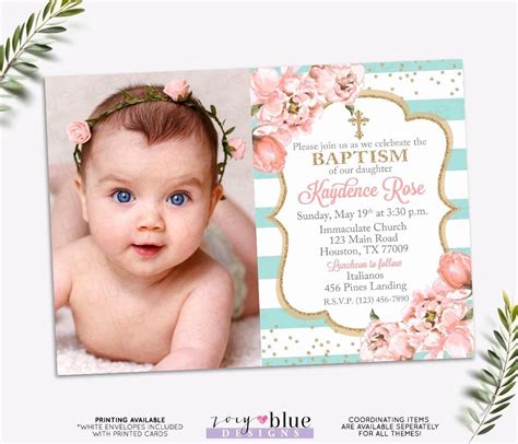 Sample Baptismal Invitations Beautiful Girl Baptism Invitation Blush