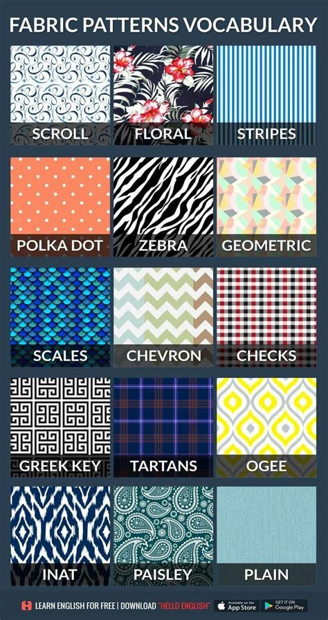 Fabric Patterns Vocabulary Clothing Fabric Patterns Textile Pattern