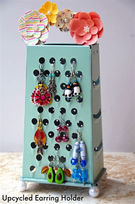 Homemade Earring Holder From An Upcycled Cheese Grater