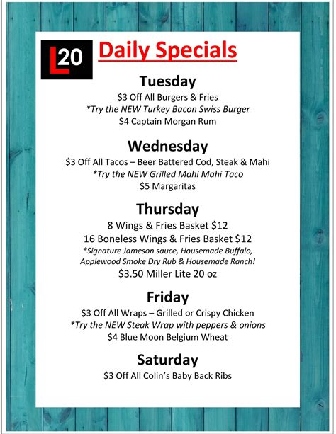 Daily Specials Level 20