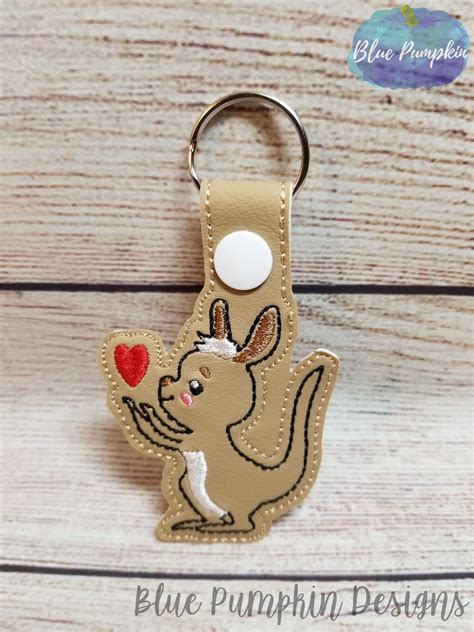 In The Hoop Embroidery Kangaroo Key Fob Ith Machine Etsy