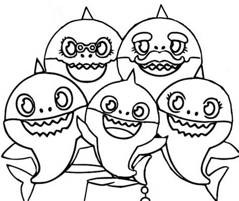 Dibujo Para Colorear Baby Shark La Familia De Tibur N Del Beb
