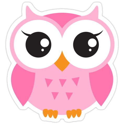 Cute Pink Baby Owl Sticker Stickers By Mheadesign Redbubble