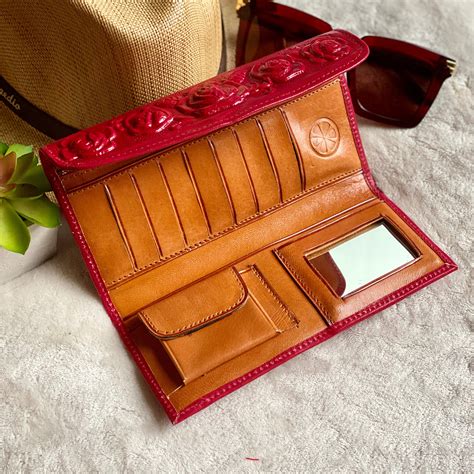 Wallets For Her Red Roses Leather Wallet Handmade Wallet Leather