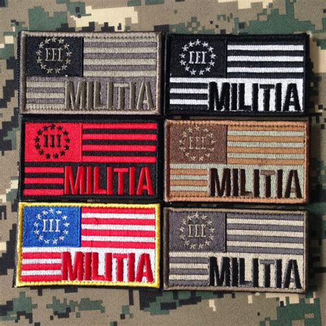 6pcs Set Militia Three 3 Percenter Usa Flag 2a Tacitcal Morale Hook