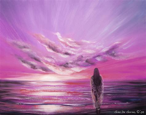 Beyond The Sunset In Purple Color Painting By Gina De Gorna Pixels