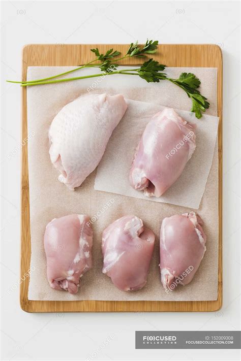 Raw Boneless Chicken Thighs Cookery Meal Stock Photo 152009308