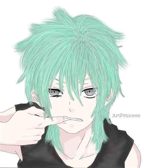 Anime Boy Green Hair By Hinamori Nichan On Deviantart